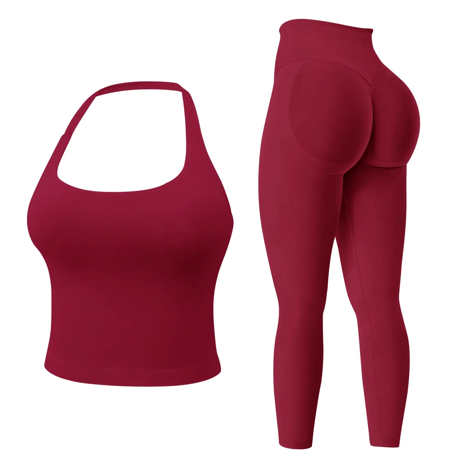 Jetjoy Workout Sets for Women 2 Piece, Padded Backless Sports Bras Halter Top Hidden Scrunch Leggings Sets Gym Yoga Work Out Clothes, Matching Mid Waist Leggings Sets Athleisure Fitness & Casual Wear Yoga Outfits Gym Tracksuit Summeroutfit Swimweek
