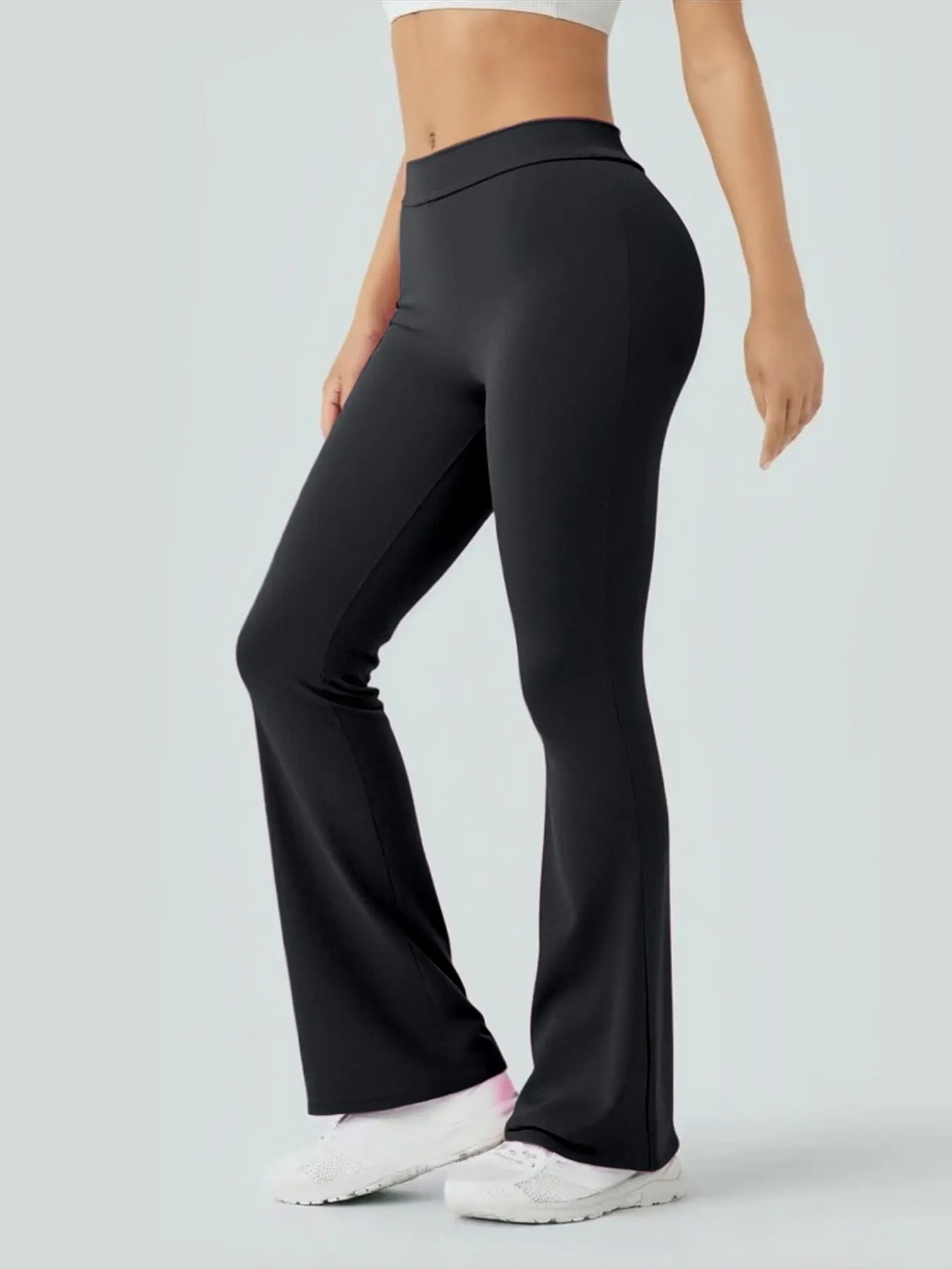 Kabuer Female V-Back Butt-Lifting Yoga Pants - Nylon-Elastane Stretchy Long Flared Bootcut Leggings, Yoga Outfits for Gym, Running, All-Season Sports Bottoms