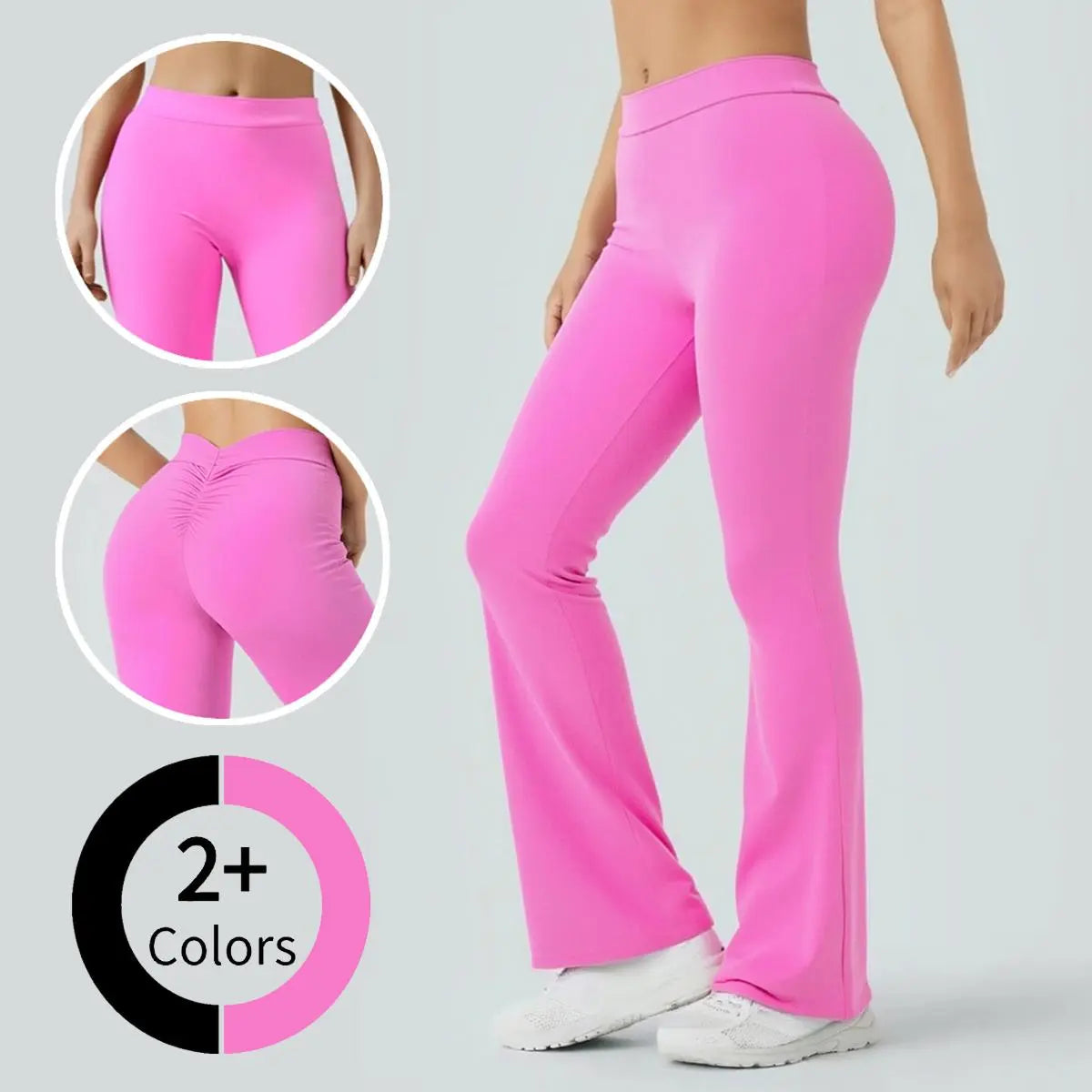 Kabuer Female V-Back Butt-Lifting Yoga Pants - Nylon-Elastane Stretchy Long Flared Bootcut Leggings, Yoga Outfits for Gym, Running, All-Season Sports Bottoms