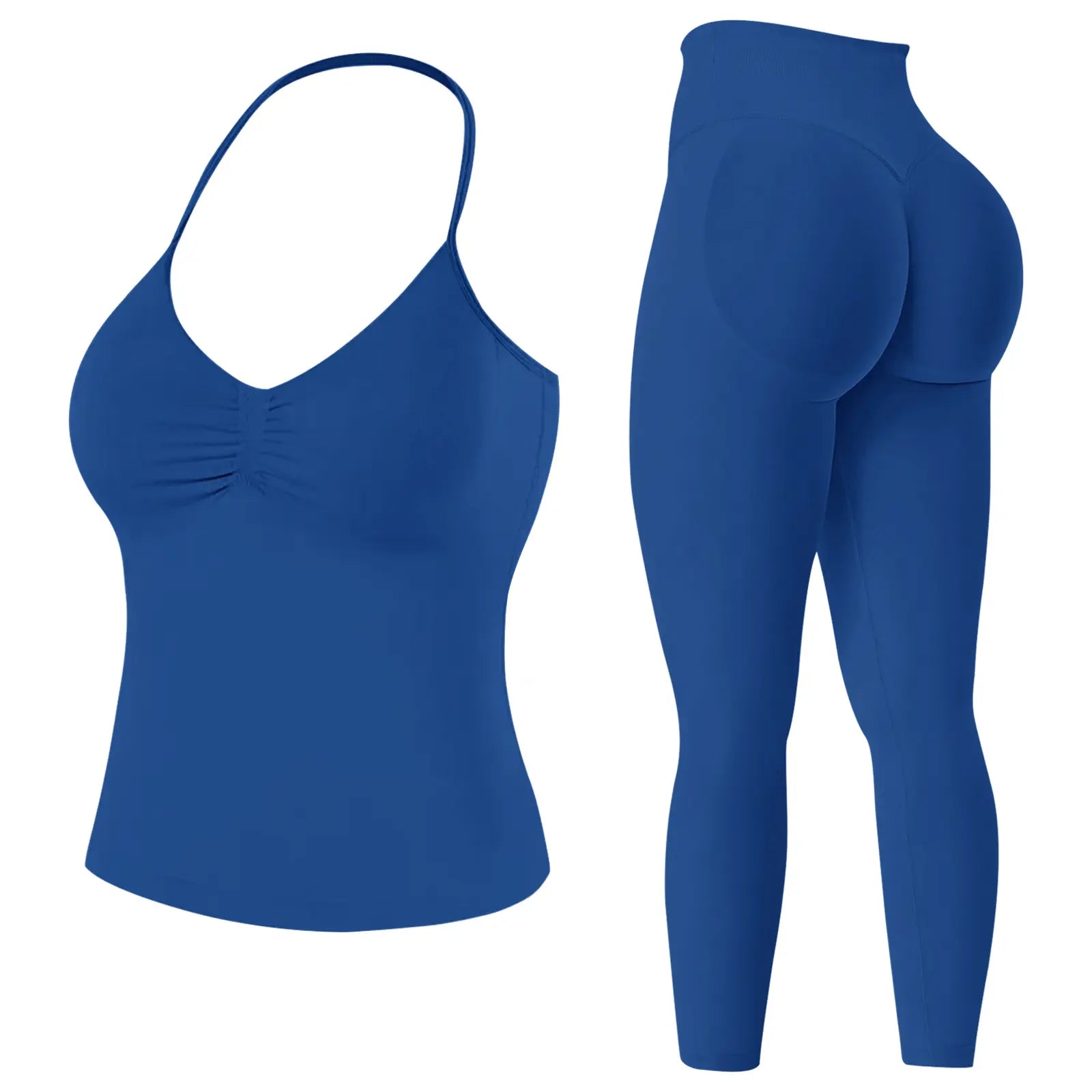 Jetjoy Workout Sets for Women 2 Piece, Padded Backless Sports Bras Halter Top Hidden Scrunch Leggings Sets Gym Yoga Work Out Clothes, Matching Mid Waist Leggings Sets Athleisure Fitness & Casual Wear Yoga Outfits Gym Tracksuit Summeroutfit Swimweek