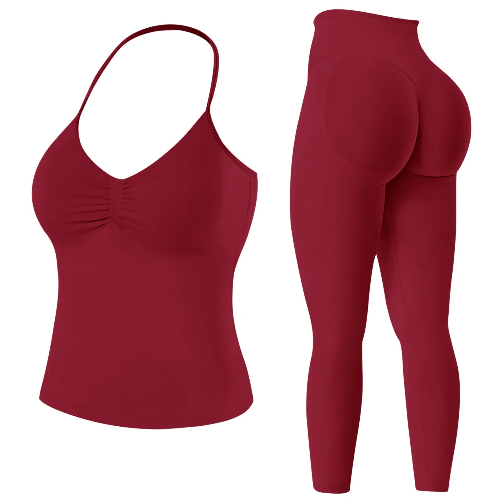 Jetjoy Workout Sets for Women 2 Piece, Padded Backless Sports Bras Halter Top Hidden Scrunch Leggings Sets Gym Yoga Work Out Clothes, Matching Mid Waist Leggings Sets Athleisure Fitness & Casual Wear Yoga Outfits Gym Tracksuit Summeroutfit Swimweek