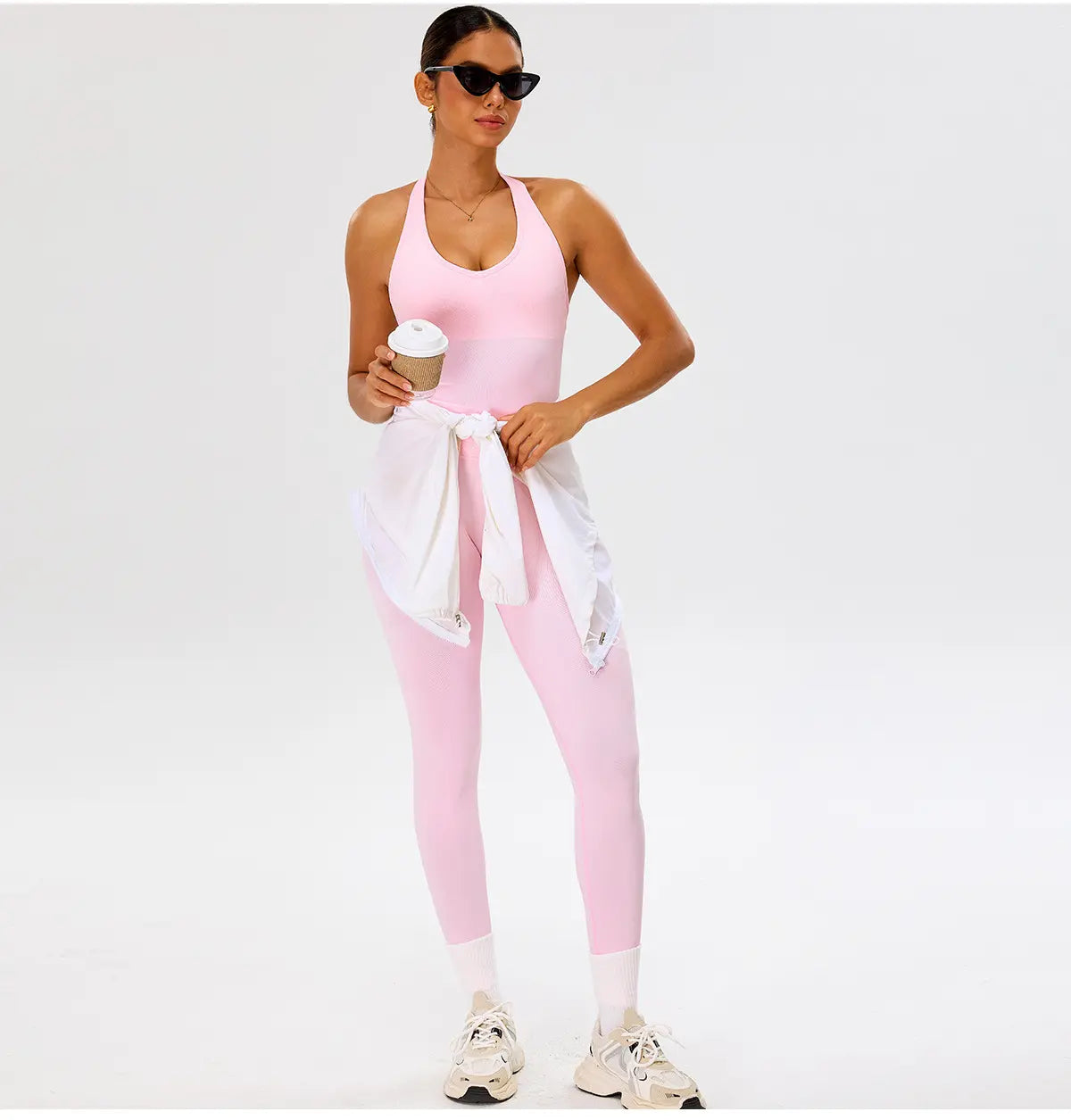 Jetjoy Workout Sets for Women 2 Piece, Padded Backless Sports Bras Halter Top Hidden Scrunch Leggings Sets Gym Yoga Work Out Clothes, Matching Mid Waist Leggings Sets Athleisure Fitness & Casual Wear Yoga Outfits Gym Tracksuit Summeroutfit Swimweek