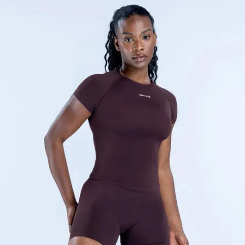 Impact Women'S Seamless Longline Workout Top - Sculpting Short Sleeve Yoga Gym Shirt, High-Performance Fitness Apparel
