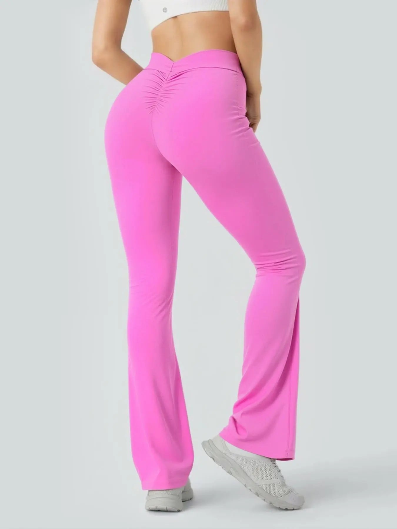 Kabuer Female V-Back Butt-Lifting Yoga Pants - Nylon-Elastane Stretchy Long Flared Bootcut Leggings, Yoga Outfits for Gym, Running, All-Season Sports Bottoms