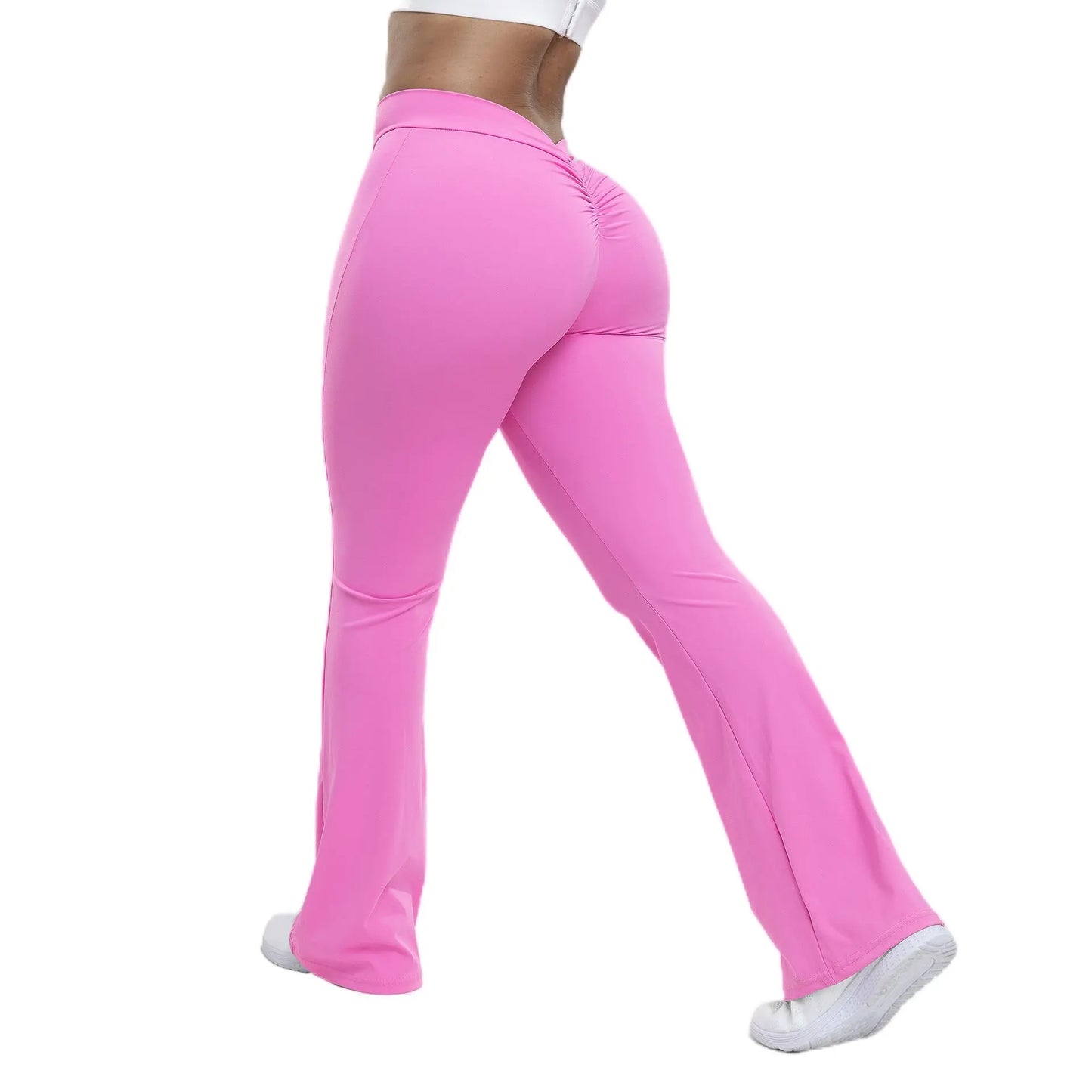 Kabuer Female V-Back Butt-Lifting Yoga Pants - Nylon-Elastane Stretchy Long Flared Bootcut Leggings, Yoga Outfits for Gym, Running, All-Season Sports Bottoms