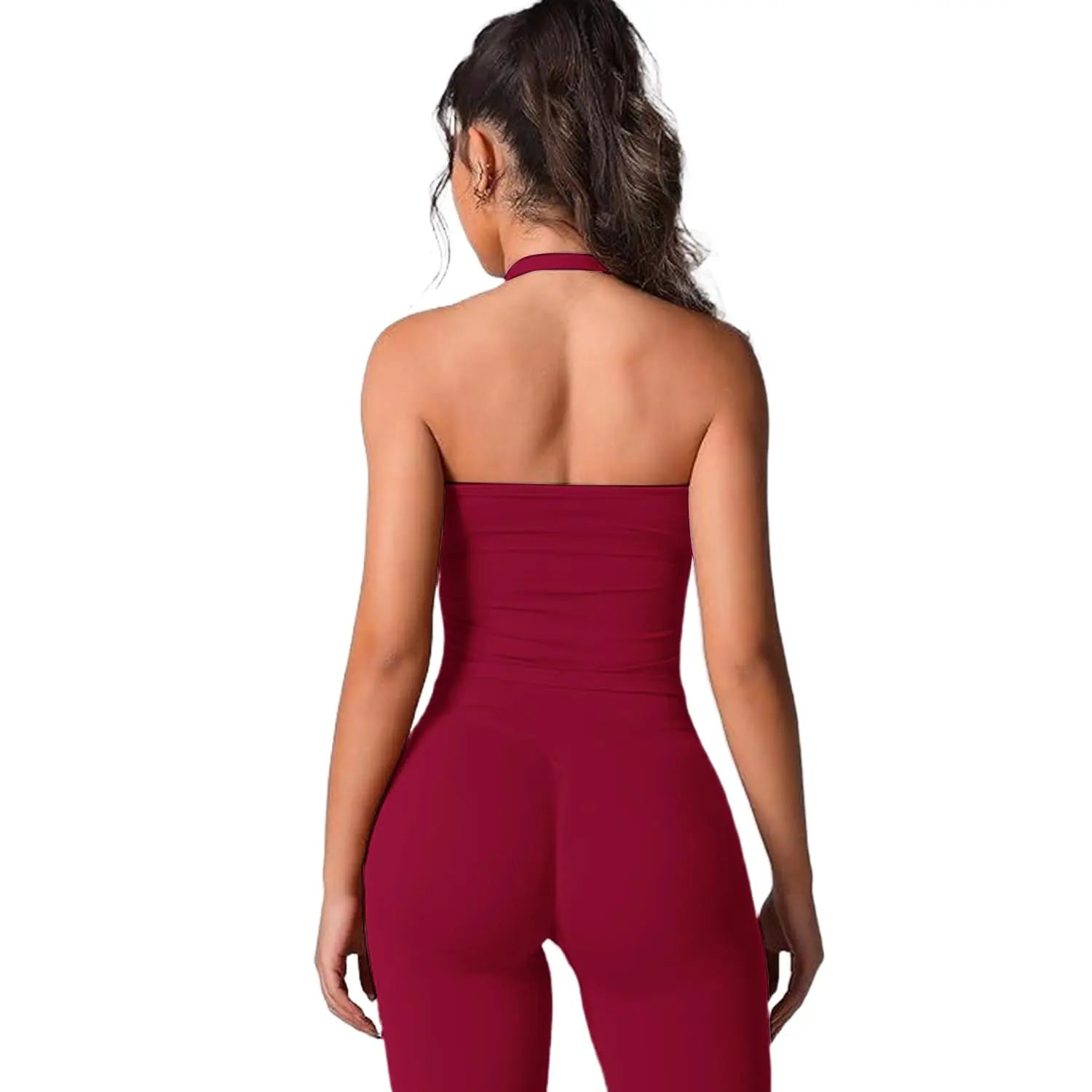 Jetjoy Workout Sets for Women 2 Piece, Padded Backless Sports Bras Halter Top Hidden Scrunch Leggings Sets Gym Yoga Work Out Clothes, Matching Mid Waist Leggings Sets Athleisure Fitness & Casual Wear Yoga Outfits Gym Tracksuit Summeroutfit Swimweek