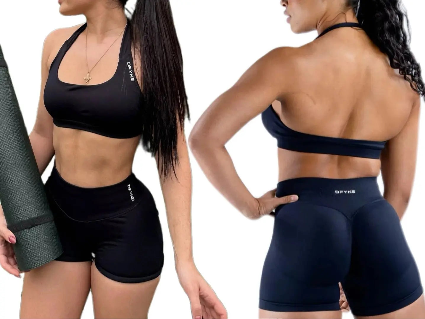 Dfyne Impact Halter Neck Women'S Workout Set - High-Waisted Peach Hip Shorts with High Stretch Tummy Control & Butt Lifting Quick-Dry for Yoga Gym & Fitness