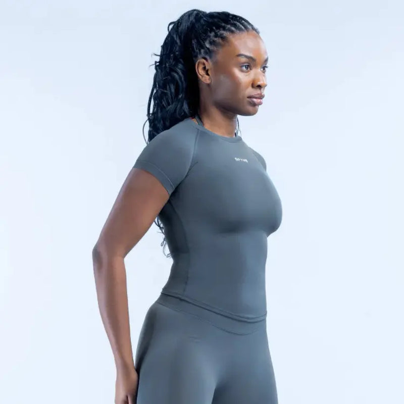 Impact Women'S Seamless Longline Workout Top - Sculpting Short Sleeve Yoga Gym Shirt, High-Performance Fitness Apparel